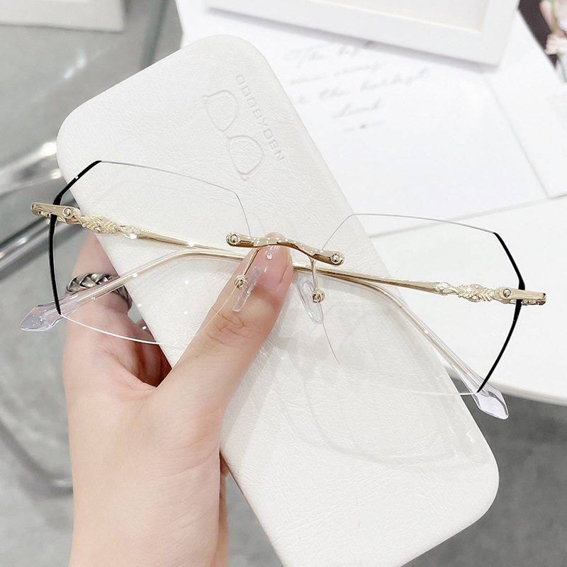 Men'S Fashion Rimless Glasses - Randloze Bijziendheid Bril Vrouwen Vintage Blauw