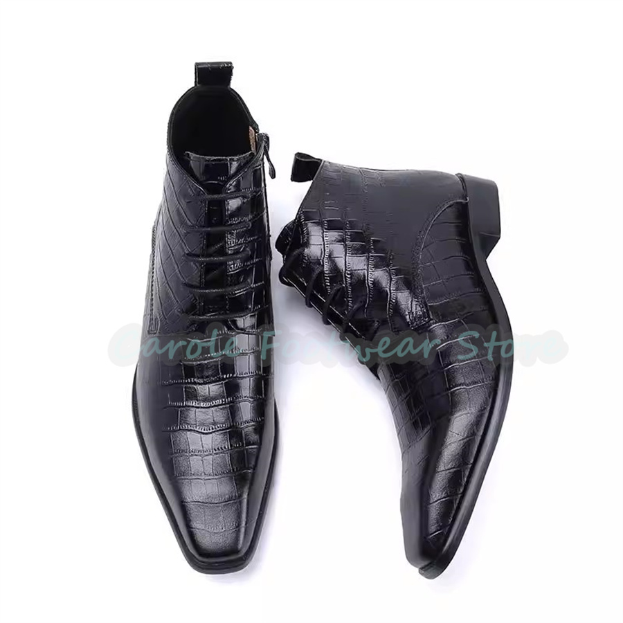 Men'S Fashion For Wedding - Mode lederen enkellaarzen voor heren, puntige