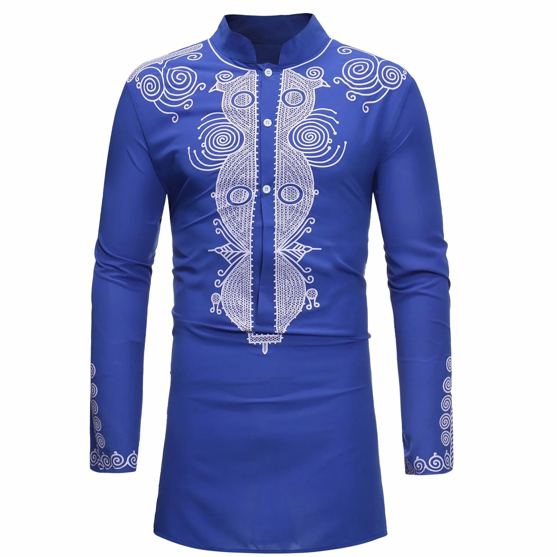 Men'S Fashion Kurta - Stand Kraag Moslim Shirt Heren Kleding