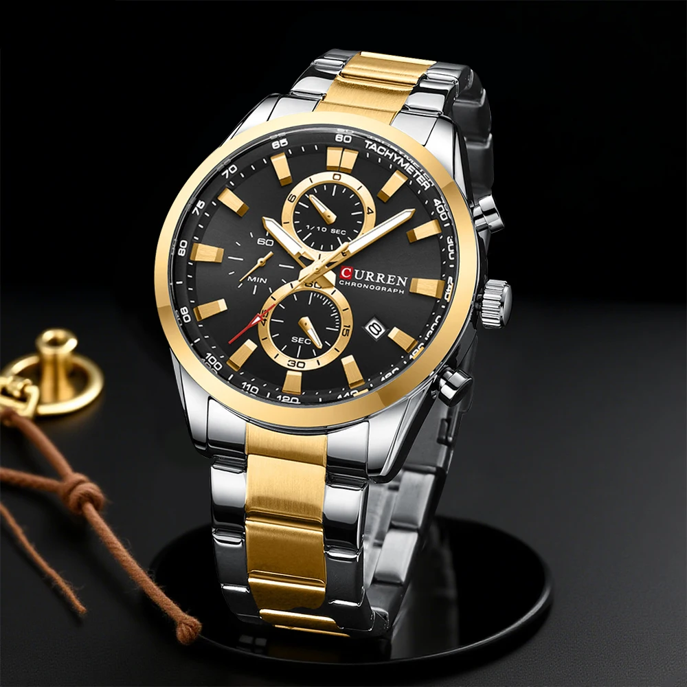Mens Fashion Bracelet - CURREN Casual quartz chrono sporthorloges merken