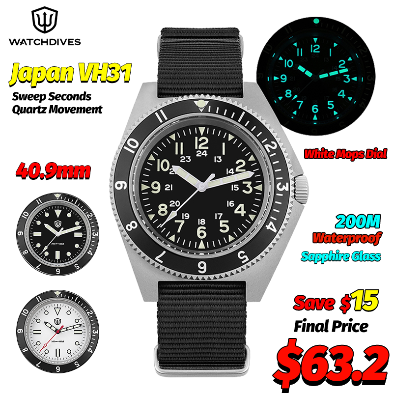 Mens Fashion Bracelet - Watchdives WD1972 Quartz Horloge Saffier Lichtgevende