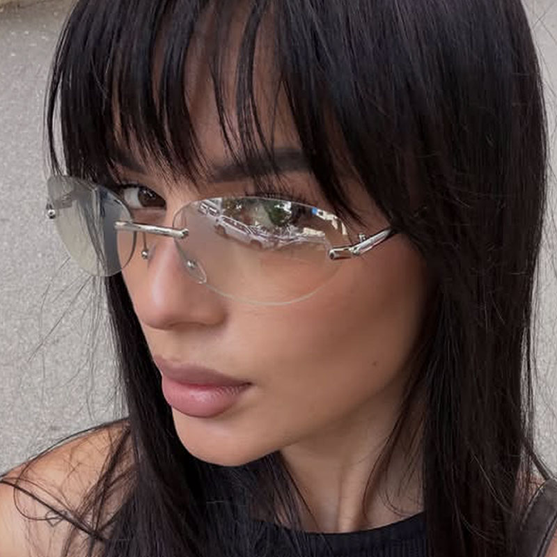 Men'S Fashion Rimless Glasses - Randloze ovale zonnebril voor heren dames