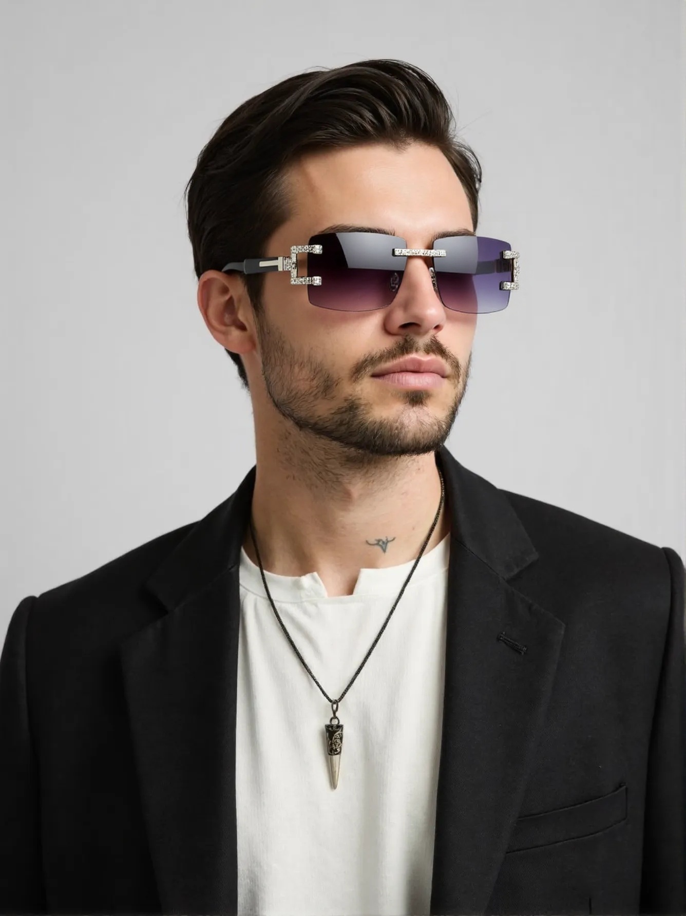 Retro mode-zonnebril met houte - Men'S Fashion Rimless Glasses recensie en prijs