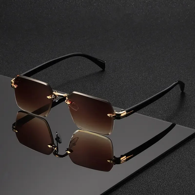 Randloze zonnebril Rechthoek M - Men'S Fashion Rimless Glasses recensie en prijs