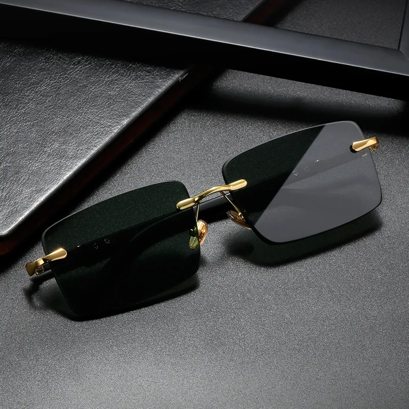 Mode Rechthoekige zonnebril He - Men'S Fashion Rimless Glasses recensie en prijs