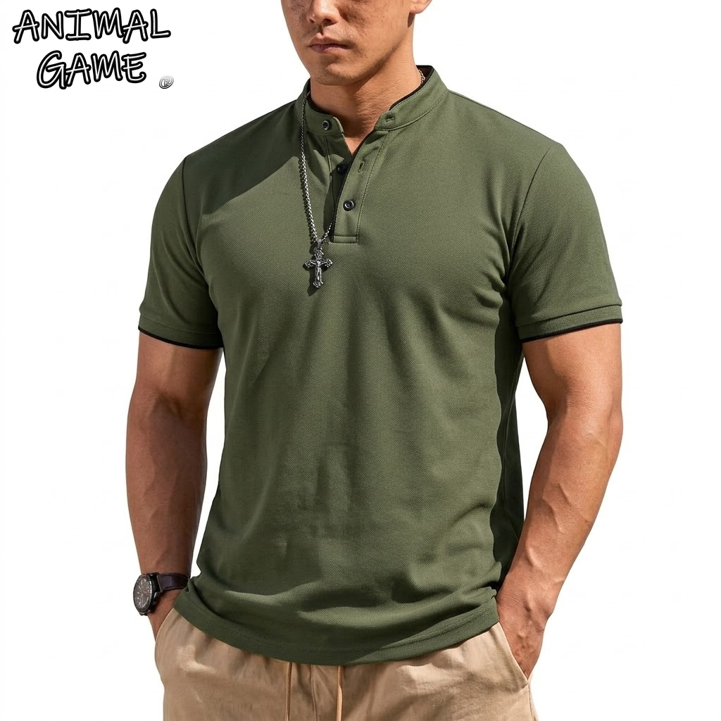 Zomer Henley-shirt met korte m - Men'S Fashion Polo recensie en prijs