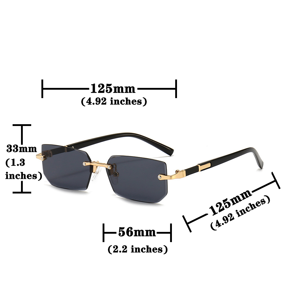 Randloze rechthoekige zonnebri - Men'S Fashion Rimless Glasses recensie en prijs